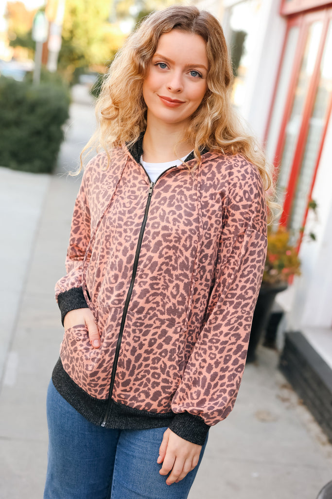 Feeling Bold Animal Print French Terry Zip Up Hoodie-Timber Brooke Boutique, Online Women's Fashion Boutique in Amarillo, Texas