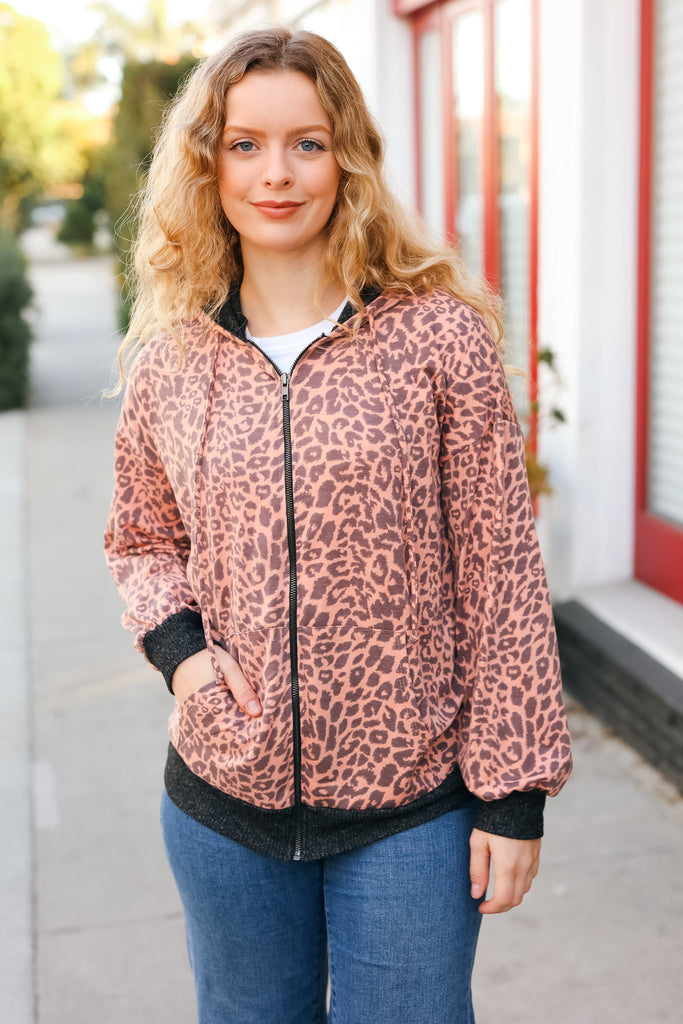Feeling Bold Animal Print French Terry Zip Up Hoodie-Timber Brooke Boutique, Online Women's Fashion Boutique in Amarillo, Texas