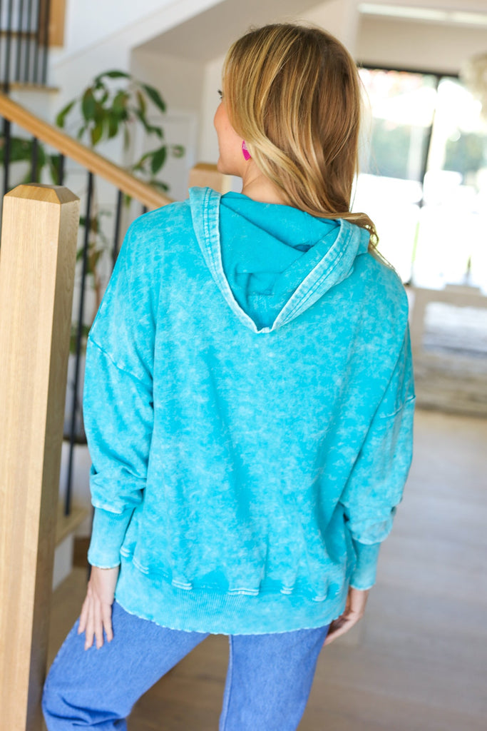 Call On Me Teal French Terry Snap Button Hoodie-Timber Brooke Boutique, Online Women's Fashion Boutique in Amarillo, Texas