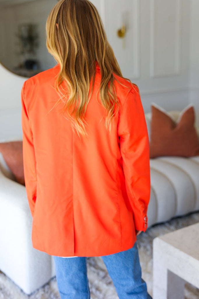Diva Dreams Coral Notched Lapel Lined Blazer-Timber Brooke Boutique, Online Women's Fashion Boutique in Amarillo, Texas