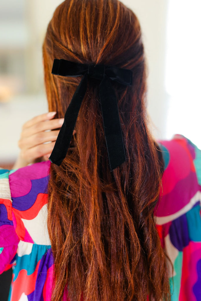 Black Velvet Clip-On Double Bow-Timber Brooke Boutique, Online Women's Fashion Boutique in Amarillo, Texas