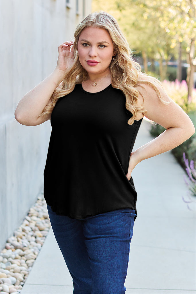 Basic Bae Bamboo Full Size Round Neck Tank-Timber Brooke Boutique, Online Women's Fashion Boutique in Amarillo, Texas