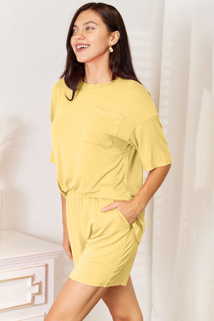 Basic Bae Bamboo Full Size Round Neck Drop Shoulder T-Shirt and Shorts Set-Timber Brooke Boutique, Online Women's Fashion Boutique in Amarillo, Texas