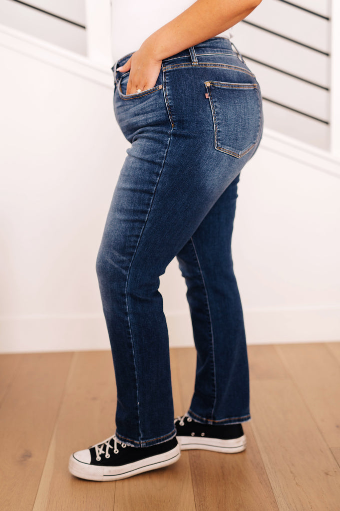 Estelle High Waist Thermal Straight Jeans-Womens-Timber Brooke Boutique, Online Women's Fashion Boutique in Amarillo, Texas
