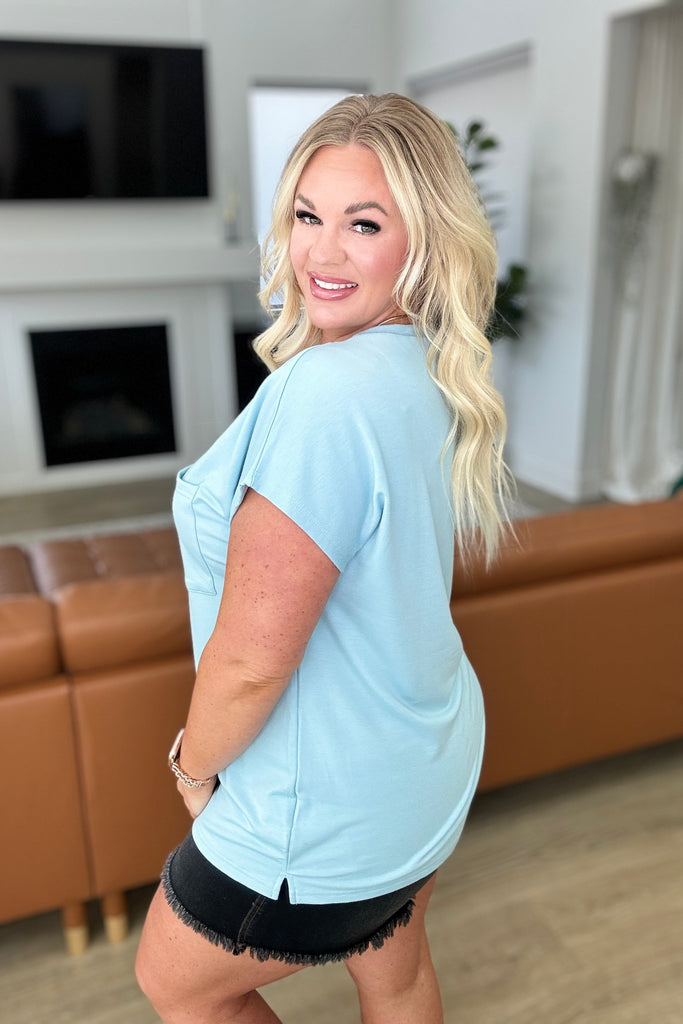 Not So Basic Pocket Tee in Blue-Tops-Timber Brooke Boutique, Online Women's Fashion Boutique in Amarillo, Texas