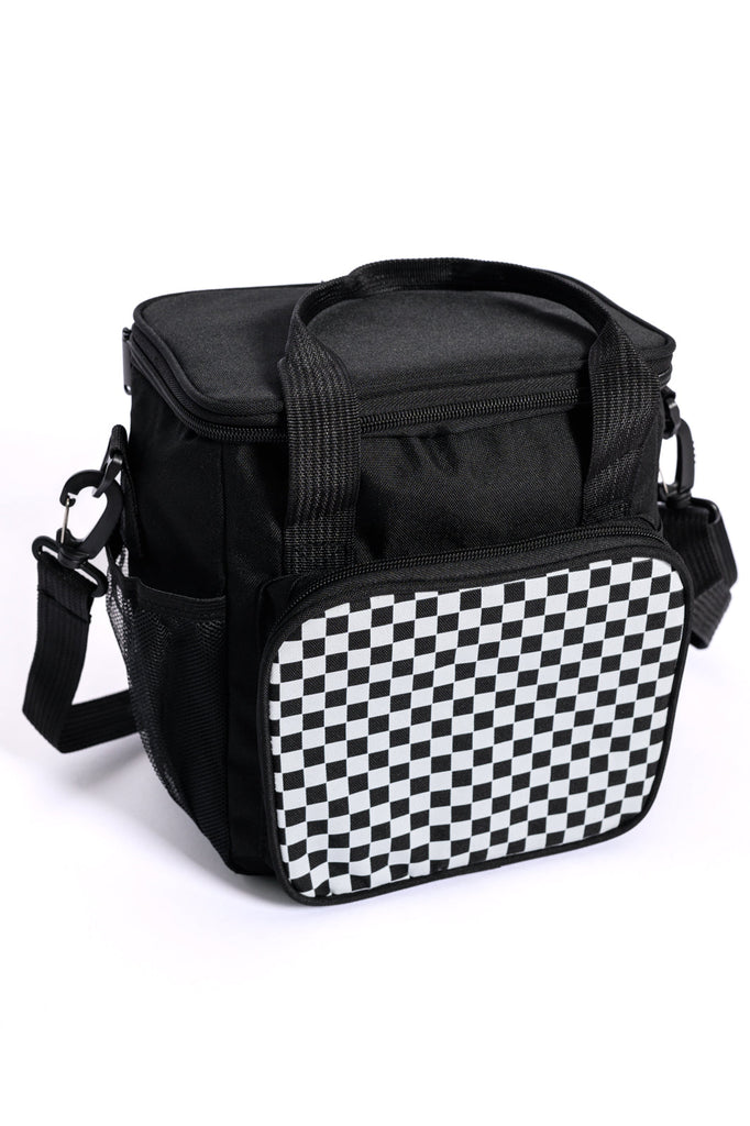 Insulated Checked Tote in Black-Accessories-Timber Brooke Boutique, Online Women's Fashion Boutique in Amarillo, Texas