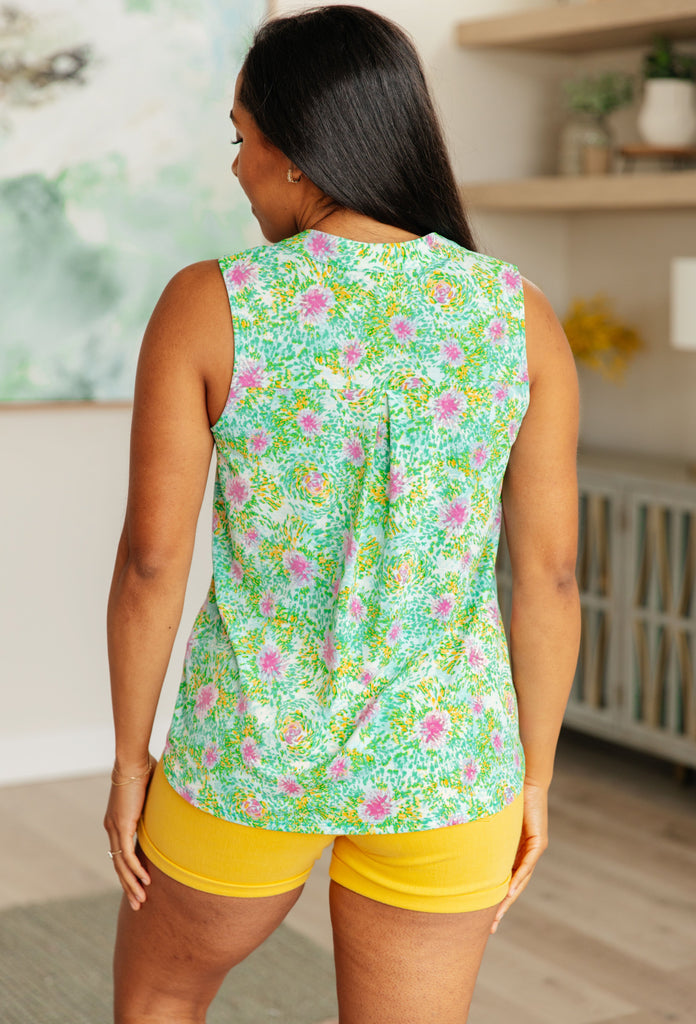 Lizzy Tank Top in Mint Multi Fireworks-Tops-Timber Brooke Boutique, Online Women's Fashion Boutique in Amarillo, Texas