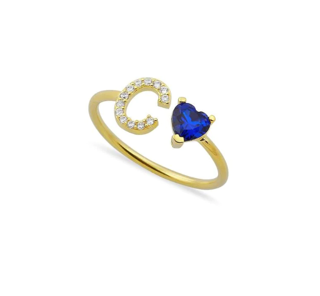 PREORDER! Custom Heart Initial Ring-Rings-Timber Brooke Boutique, Online Women's Fashion Boutique in Amarillo, Texas