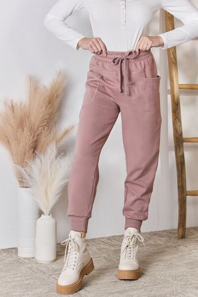 RISEN Drawstring Pocketed Joggers-Timber Brooke Boutique, Online Women's Fashion Boutique in Amarillo, Texas