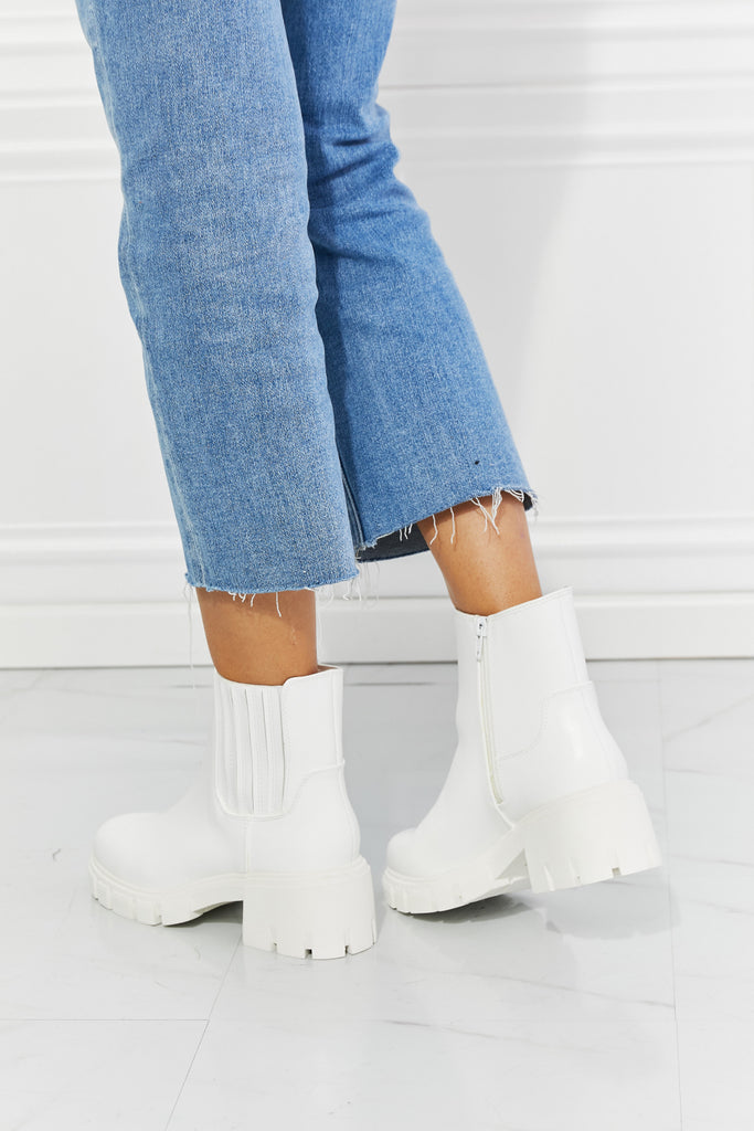 MMShoes What It Takes Lug Sole Chelsea Boots in White-Timber Brooke Boutique, Online Women's Fashion Boutique in Amarillo, Texas