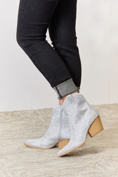 East Lion Corp Rhinestone Ankle Cowboy Boots-Timber Brooke Boutique, Online Women's Fashion Boutique in Amarillo, Texas