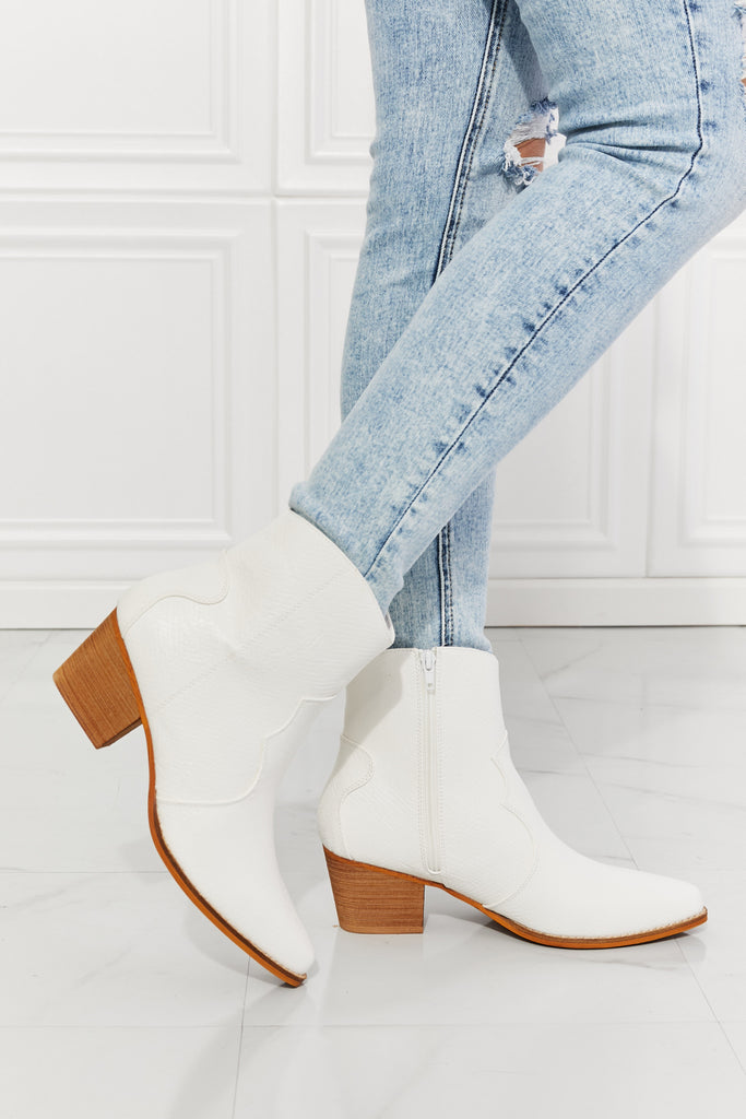 MMShoes Watertower Town Faux Leather Western Ankle Boots in White-Timber Brooke Boutique, Online Women's Fashion Boutique in Amarillo, Texas