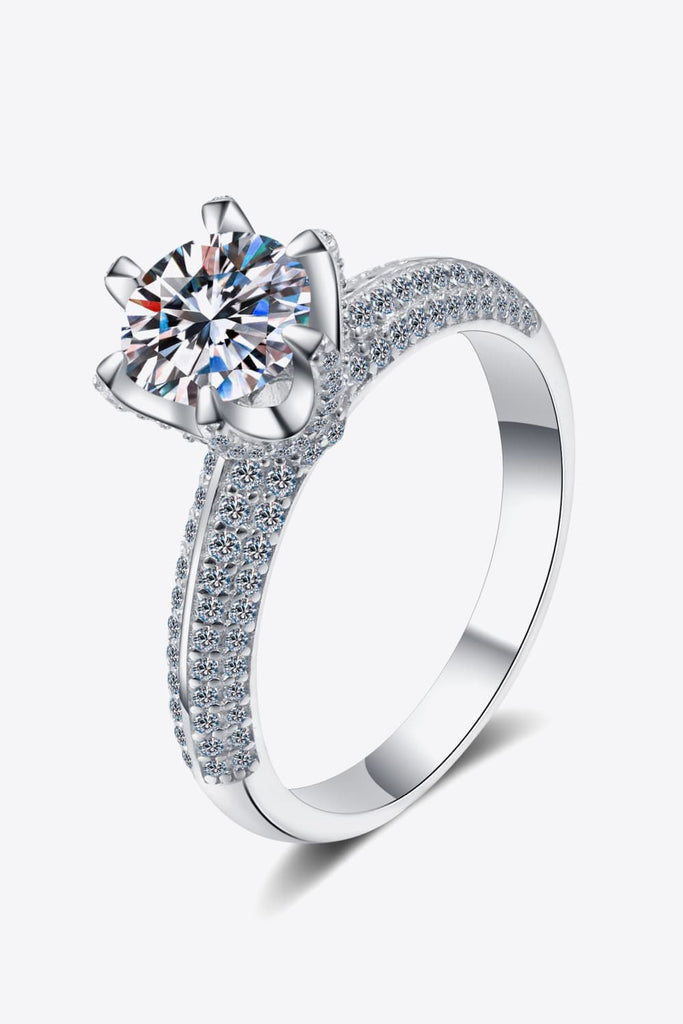 2 Carat Moissanite 925 Sterling Silver Side Stone Ring-Timber Brooke Boutique, Online Women's Fashion Boutique in Amarillo, Texas