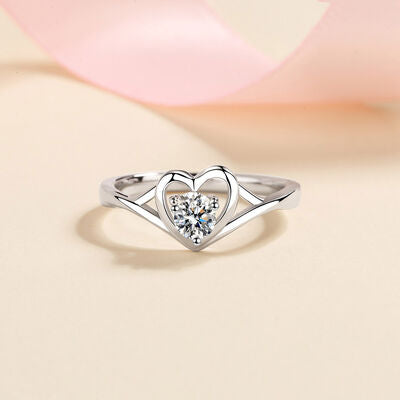 Moissanite Heart 925 Sterling Silver Ring-Timber Brooke Boutique, Online Women's Fashion Boutique in Amarillo, Texas