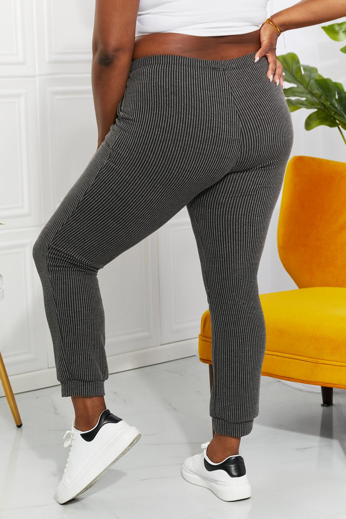 Blumin Apparel Full Size Easy Living Ribbed Joggers-Timber Brooke Boutique, Online Women's Fashion Boutique in Amarillo, Texas
