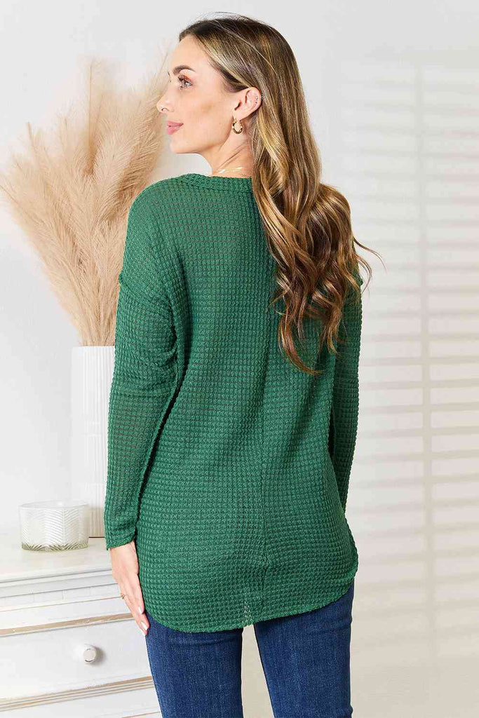 Culture Code Full Size Scoop Neck Patch Pocket Top-Long Sleeve Tops-Timber Brooke Boutique, Online Women's Fashion Boutique in Amarillo, Texas