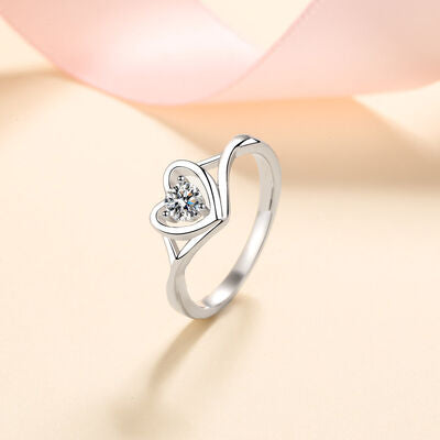 Moissanite Heart 925 Sterling Silver Ring-Timber Brooke Boutique, Online Women's Fashion Boutique in Amarillo, Texas