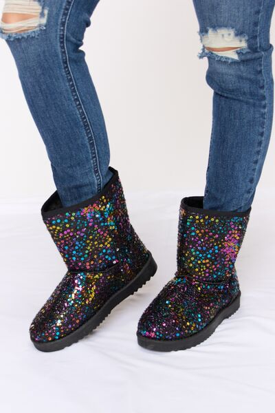 Forever Link Sequin Thermal Flat Boots-Timber Brooke Boutique, Online Women's Fashion Boutique in Amarillo, Texas