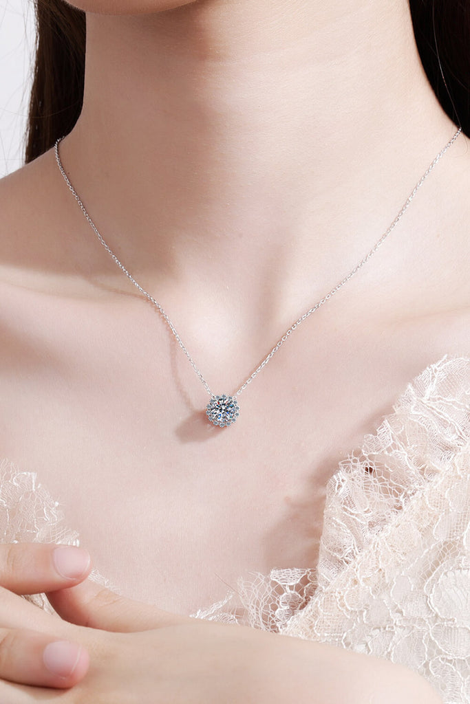 Flower-Shaped Moissanite Pendant Necklace-Timber Brooke Boutique, Online Women's Fashion Boutique in Amarillo, Texas