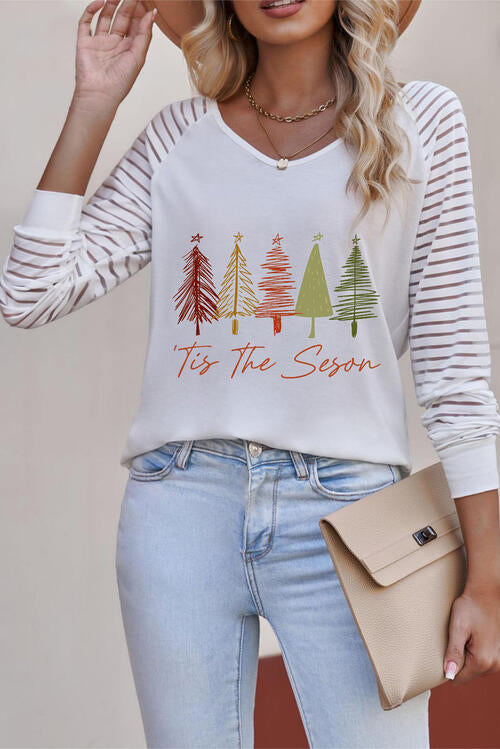 Graphic Striped Long Sleeve T-Shirt-Timber Brooke Boutique, Online Women's Fashion Boutique in Amarillo, Texas