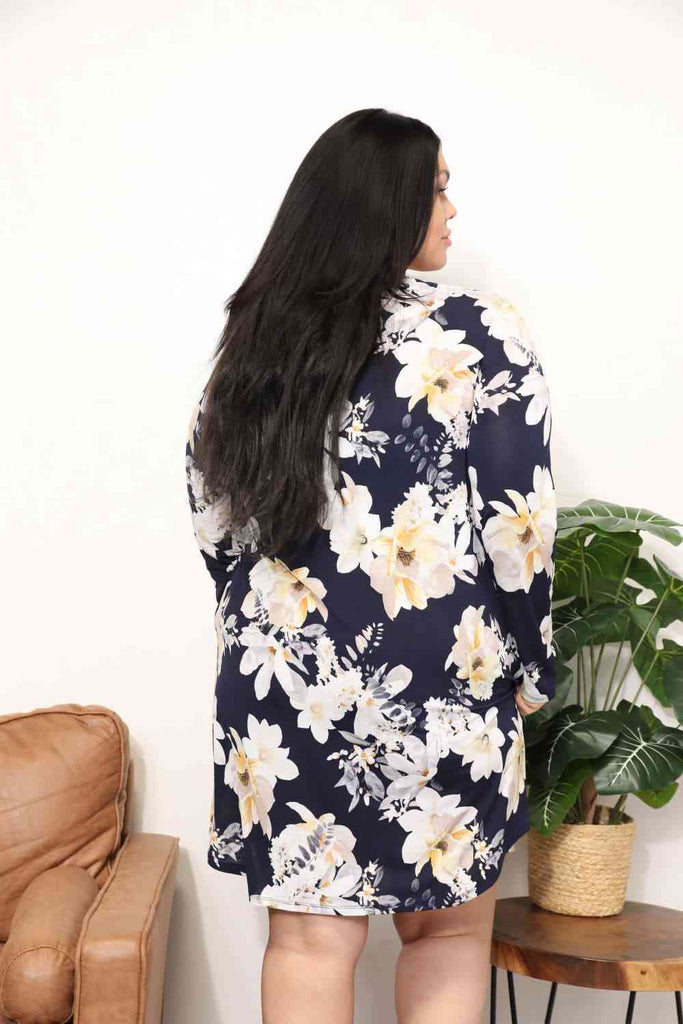 Sew In Love Full Size Flower Print Shirt Dress-Dresses-Timber Brooke Boutique, Online Women's Fashion Boutique in Amarillo, Texas