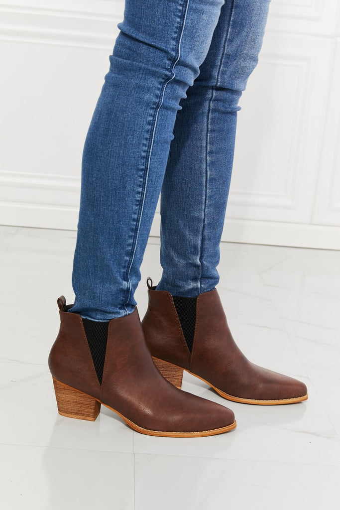 MMShoes Back At It Point Toe Bootie in Chocolate-Timber Brooke Boutique, Online Women's Fashion Boutique in Amarillo, Texas