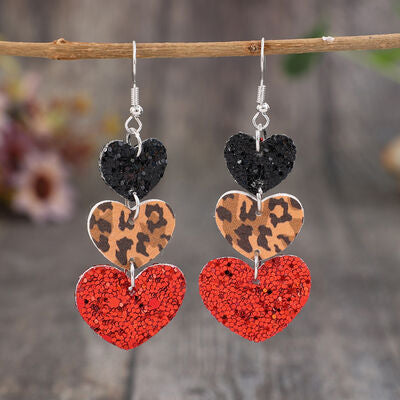 Heart Leather Drop Earrings-Timber Brooke Boutique, Online Women's Fashion Boutique in Amarillo, Texas