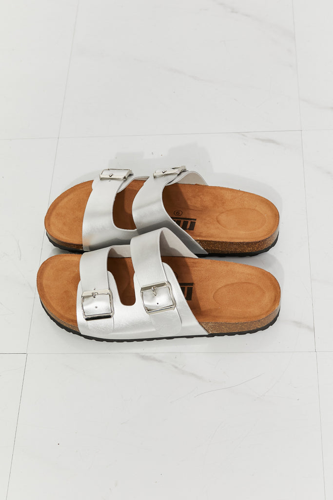 MMShoes Best Life Double-Banded Slide Sandal in Silver-Timber Brooke Boutique, Online Women's Fashion Boutique in Amarillo, Texas