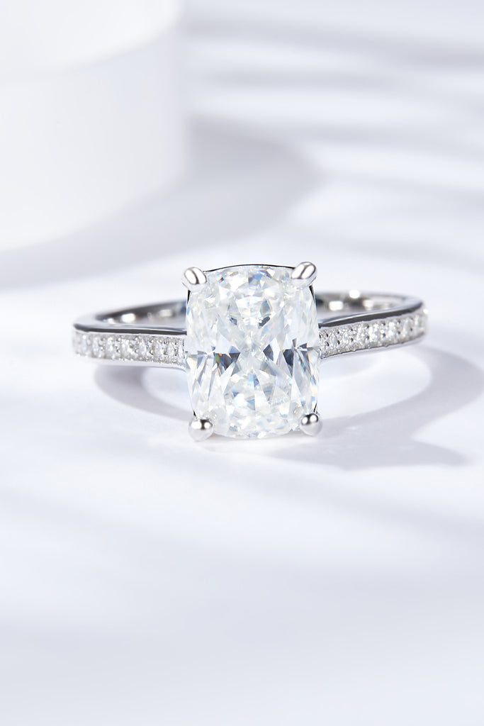 3 Carat Moissanite Platinum-Plated Side Stone Ring-Timber Brooke Boutique, Online Women's Fashion Boutique in Amarillo, Texas
