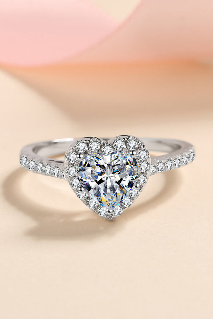 1 Carat Moissanite Heart-Shaped Ring-Timber Brooke Boutique, Online Women's Fashion Boutique in Amarillo, Texas