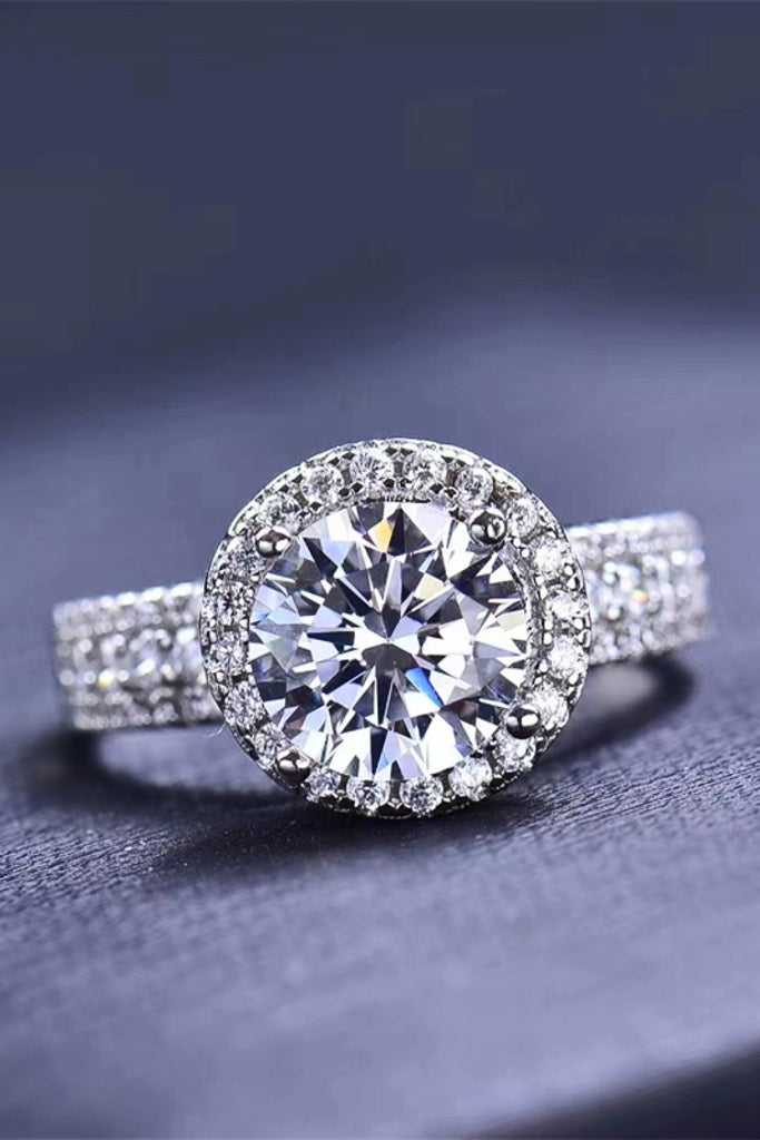 Four-Prong 2 Carat Moissanite Round Ring-Timber Brooke Boutique, Online Women's Fashion Boutique in Amarillo, Texas