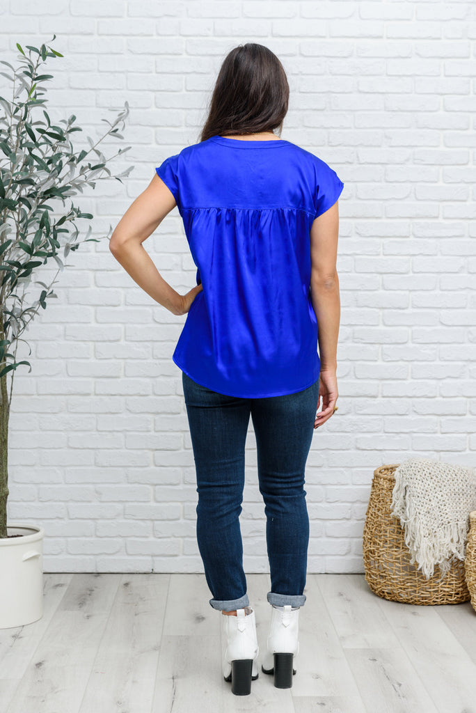 Isn't it Ironic Shirt in Blue-110 Short Sleeve Tops-Timber Brooke Boutique, Online Women's Fashion Boutique in Amarillo, Texas