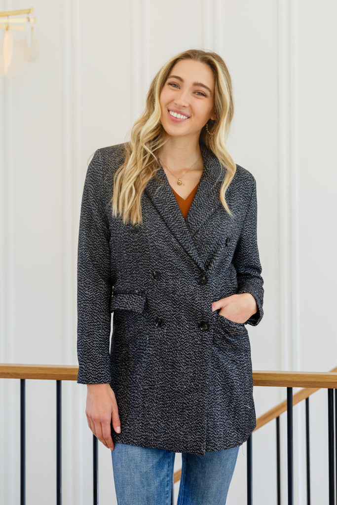 Chic Upon Arrival Button Down Blazer Jacket In Black-Womens-Timber Brooke Boutique, Online Women's Fashion Boutique in Amarillo, Texas