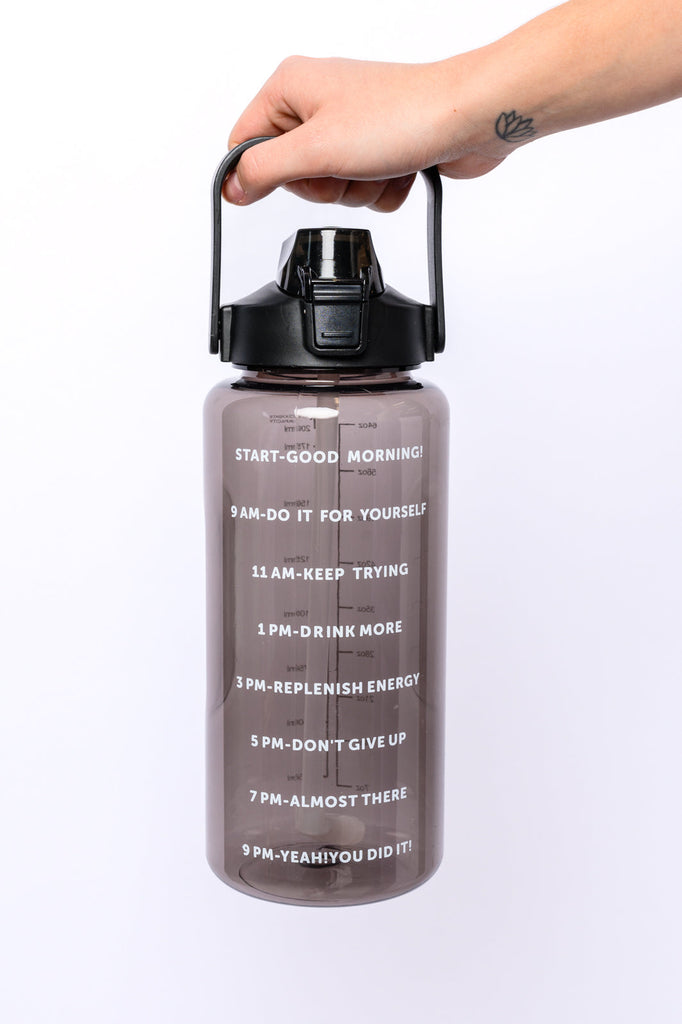 Elevated Water Tracking Bottle in Black-Womens-Timber Brooke Boutique, Online Women's Fashion Boutique in Amarillo, Texas