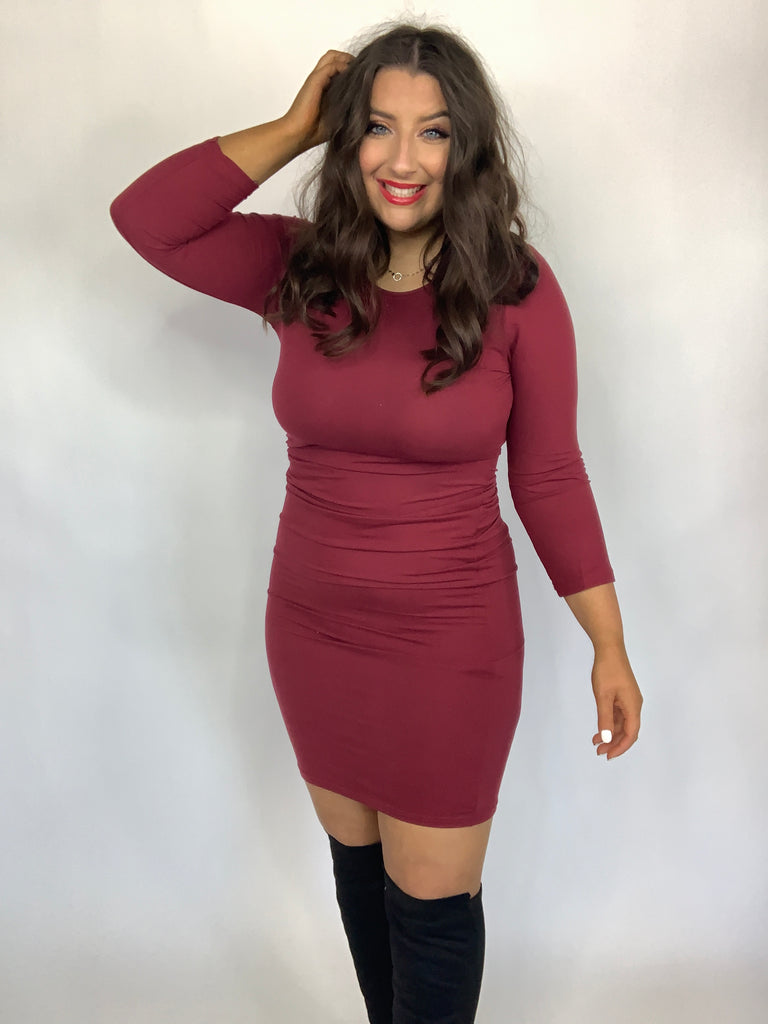 Sure To Fall In Love Bodycon Dress-Dresses-Timber Brooke Boutique, Online Women's Fashion Boutique in Amarillo, Texas