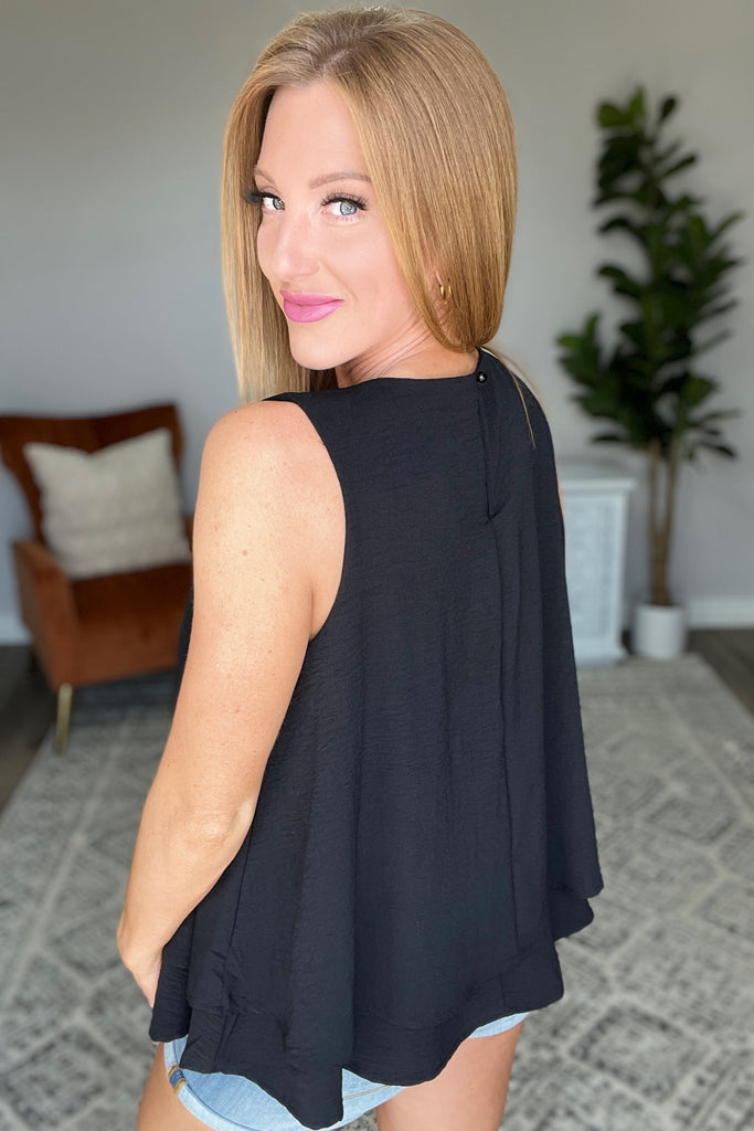 Double Tiered Flare Tank in Black-Womens-Timber Brooke Boutique, Online Women's Fashion Boutique in Amarillo, Texas