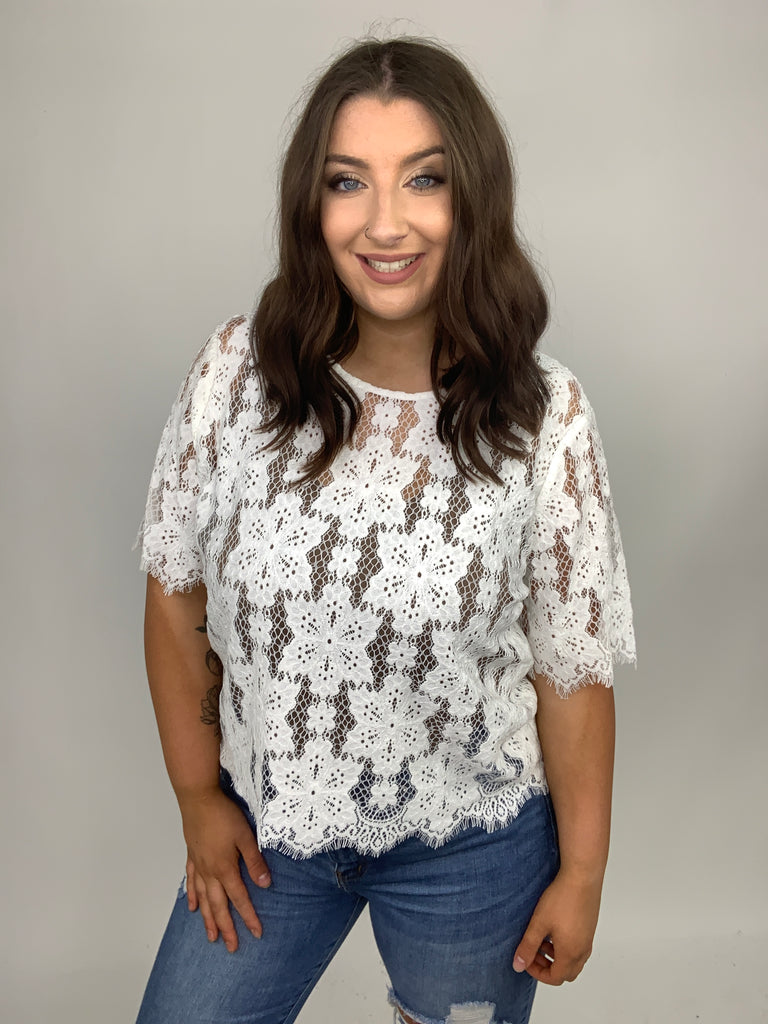 Lace of My Heart Top-110 Short Sleeve Tops-Timber Brooke Boutique, Online Women's Fashion Boutique in Amarillo, Texas