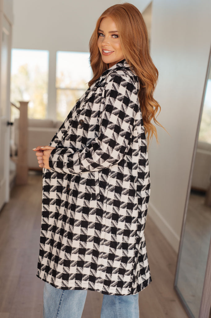 Monochromatic Moment Plaid Coat-Womens-Timber Brooke Boutique, Online Women's Fashion Boutique in Amarillo, Texas