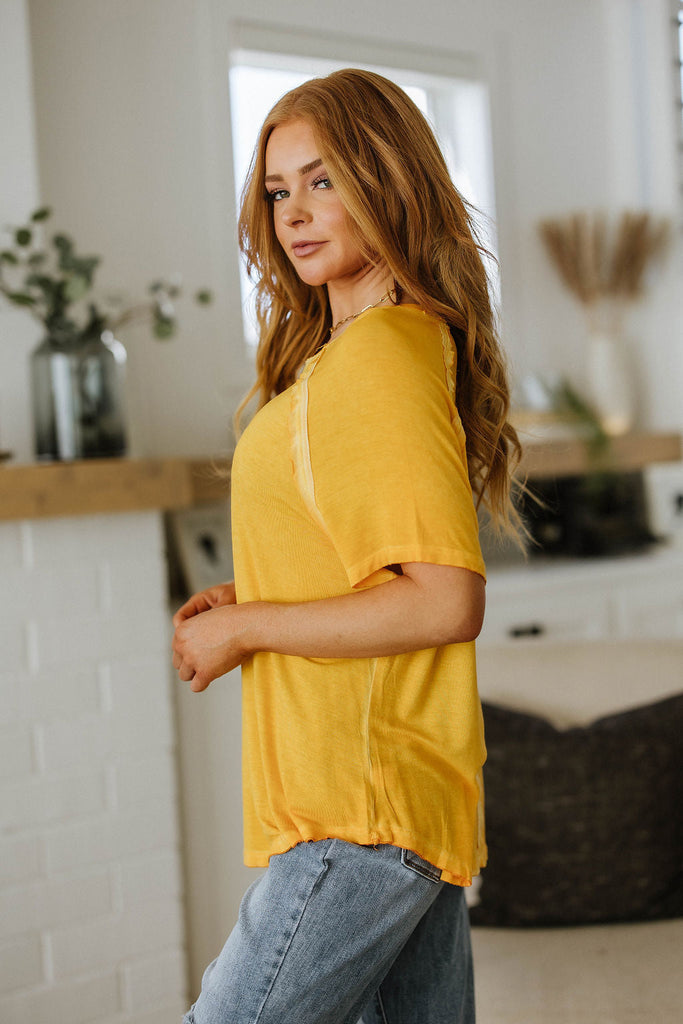 New Edition Mineral Wash T Shirt Yellow-Womens-Timber Brooke Boutique, Online Women's Fashion Boutique in Amarillo, Texas
