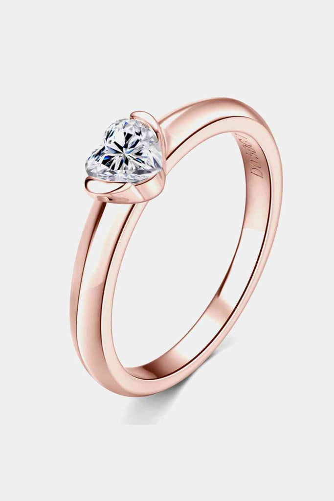 Moissanite 925 Sterling Silver Heart Solitaire Ring-Timber Brooke Boutique, Online Women's Fashion Boutique in Amarillo, Texas
