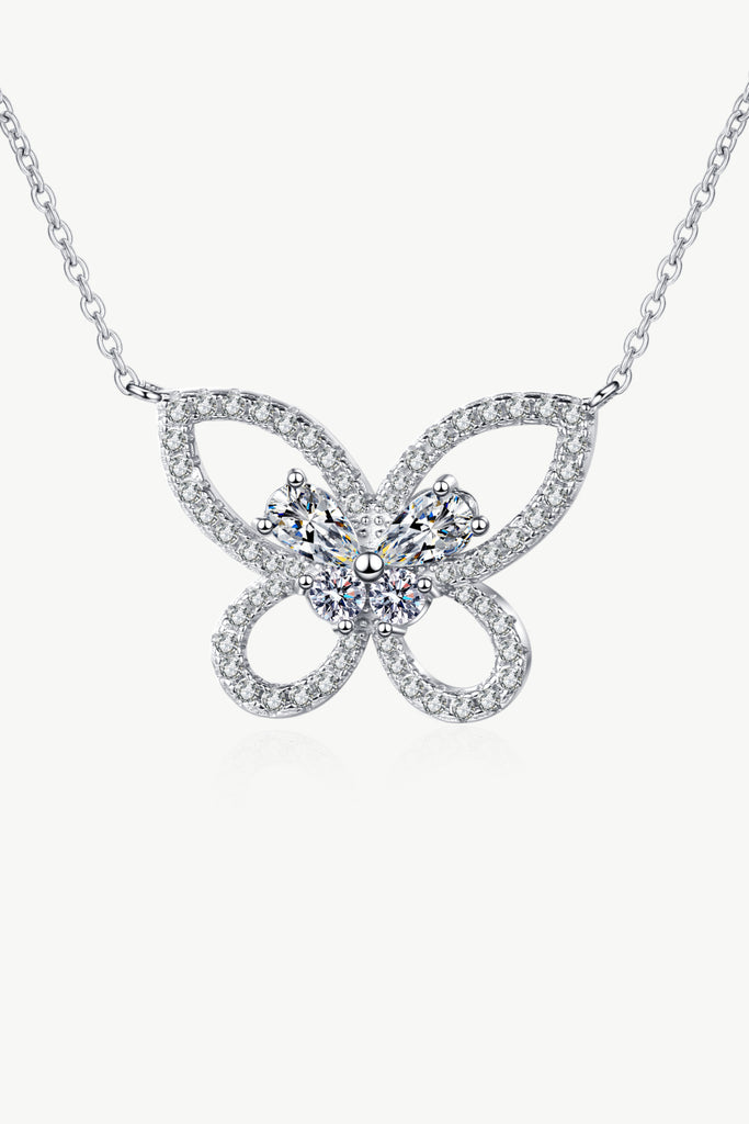 Moissanite Butterfly Pendant Necklace-Timber Brooke Boutique, Online Women's Fashion Boutique in Amarillo, Texas