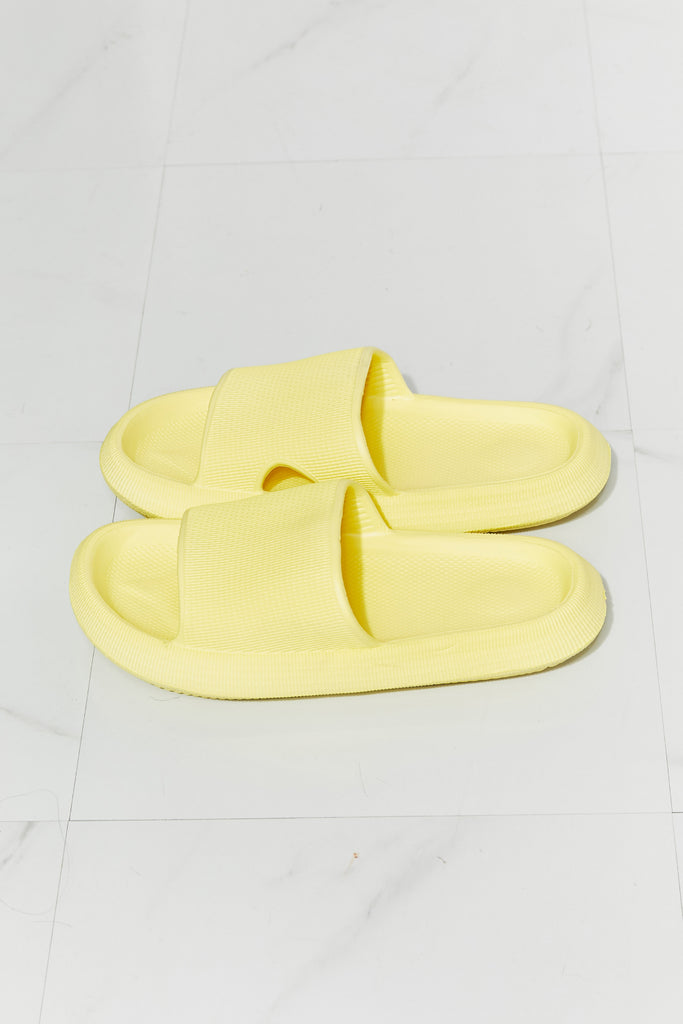 MMShoes Arms Around Me Open Toe Slide in Yellow-Shoes-Timber Brooke Boutique, Online Women's Fashion Boutique in Amarillo, Texas
