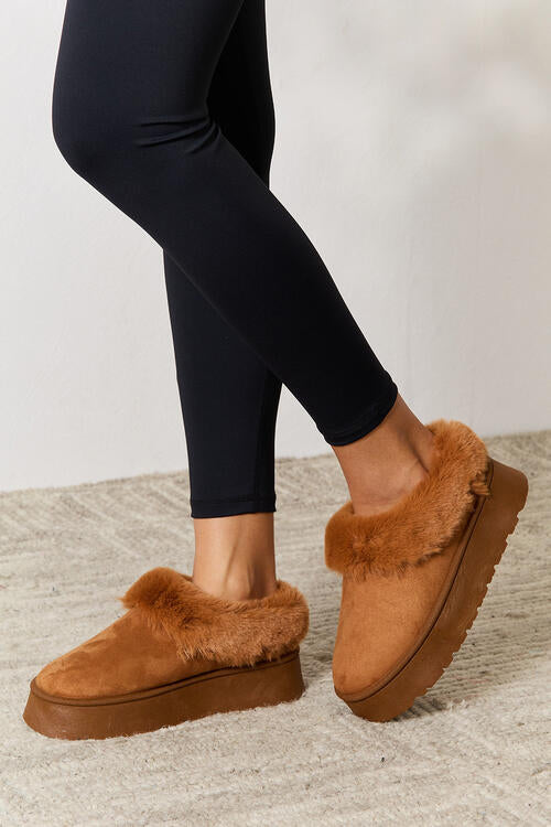 Legend Footwear Furry Chunky Platform Ankle Boots-Timber Brooke Boutique, Online Women's Fashion Boutique in Amarillo, Texas
