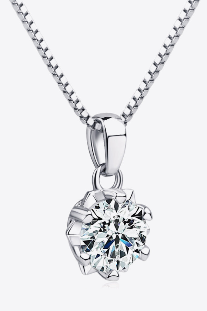 1 Carat Moissanite Pendant Platinum-Plated Necklace-Timber Brooke Boutique, Online Women's Fashion Boutique in Amarillo, Texas