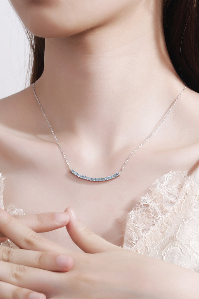 Sterling Silver Curved Bar Necklace-Timber Brooke Boutique, Online Women's Fashion Boutique in Amarillo, Texas