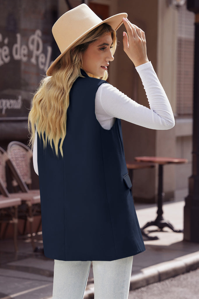 Longline Blazer Vest with Pockets-Timber Brooke Boutique, Online Women's Fashion Boutique in Amarillo, Texas