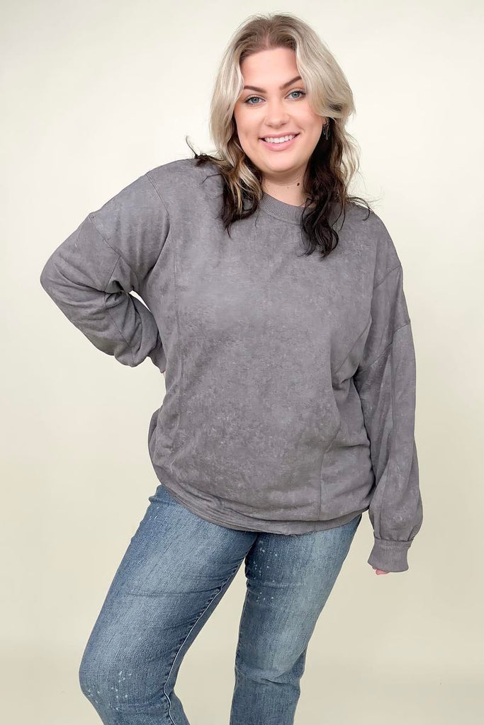 Twist Detail Reversible Oversized Sweatshirt With Pockets-Sweatshirts-Timber Brooke Boutique, Online Women's Fashion Boutique in Amarillo, Texas