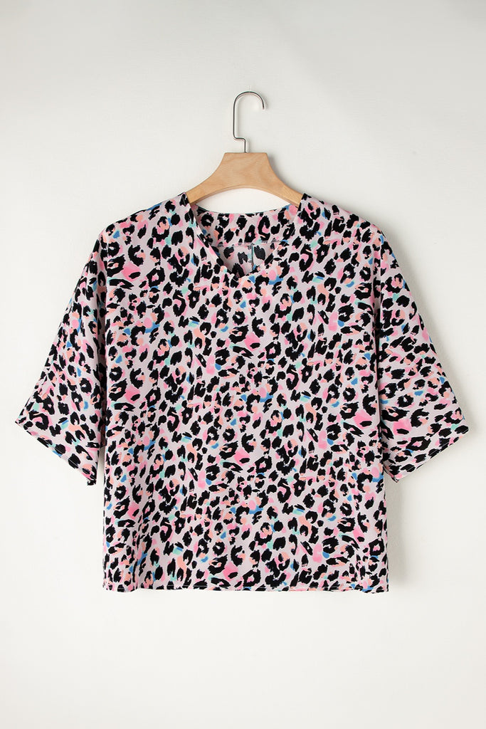 Leopard V-Neck T-Shirt-Timber Brooke Boutique, Online Women's Fashion Boutique in Amarillo, Texas