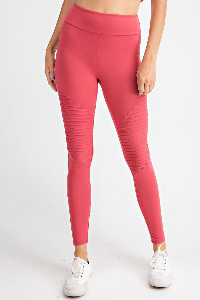 Coral Buttery Moto Leggings-Shorts-Timber Brooke Boutique, Online Women's Fashion Boutique in Amarillo, Texas