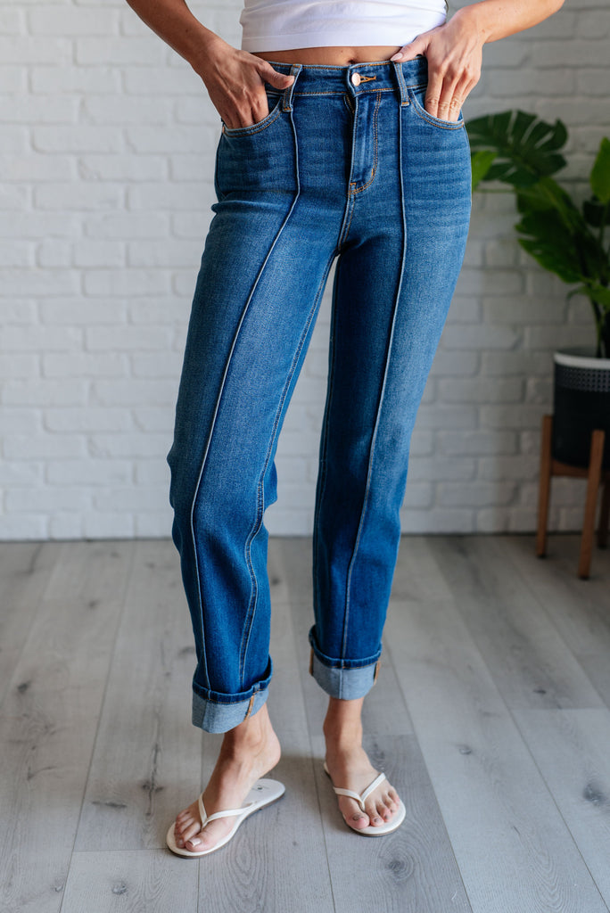 Campbell High Rise Center Seam Detail Straight Jeans-Womens-Timber Brooke Boutique, Online Women's Fashion Boutique in Amarillo, Texas